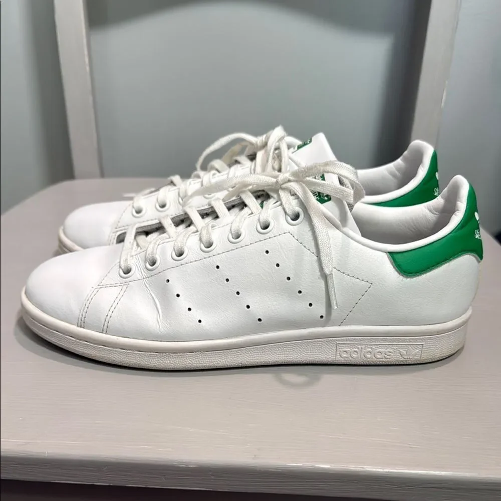 Men’s Adidas Stan Smith Endorsed White and Green Leather Sneakers size 7
